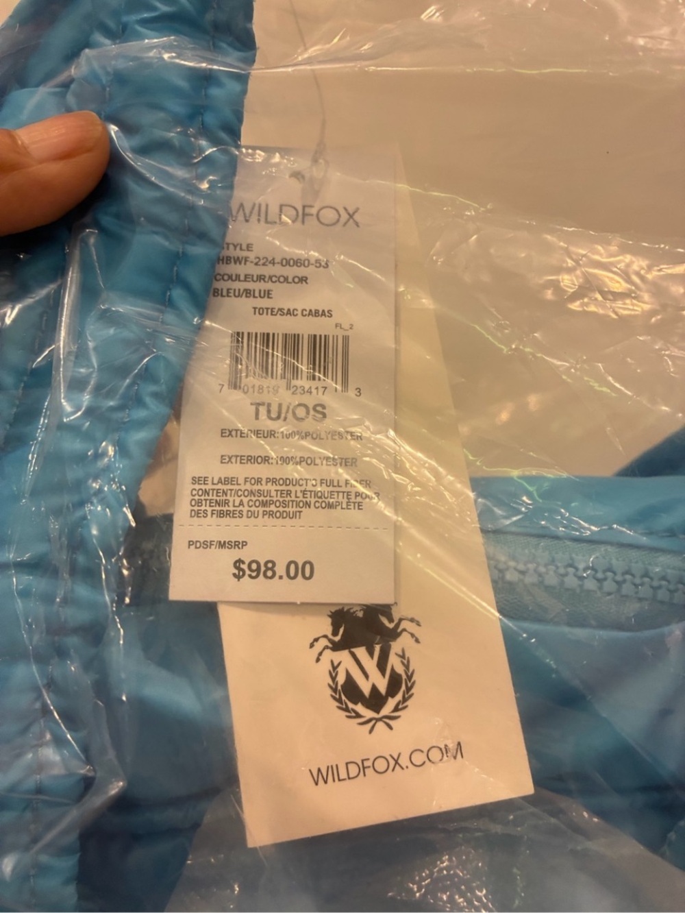 Wildfox Blue Quilted Tote with Royal Blue Lip Appliqués - Picture 5 of 5